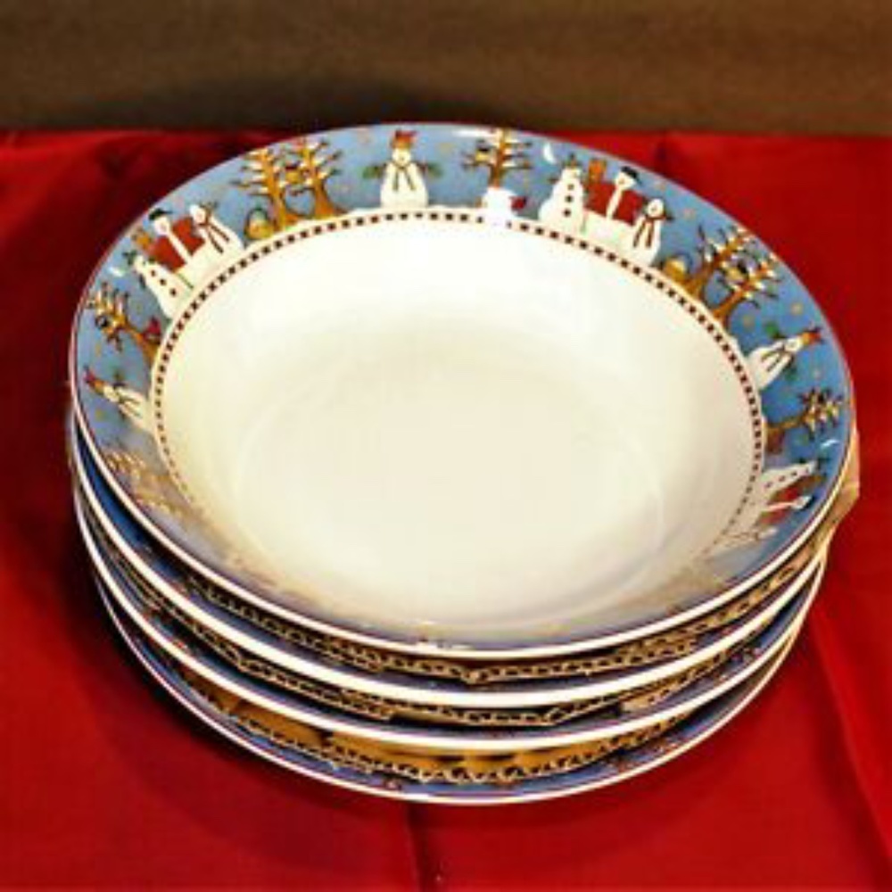 HP💝NIB Debbie Mumm Snowman Soup/ Cereal Bowls - Picture 3 of 4